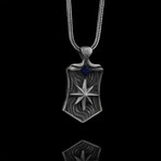 925 Sterling Silver Sapphire Stone Compass Necklace