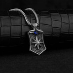 925 Sterling Silver Sapphire Stone Compass Necklace