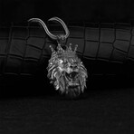 925 Sterling Silver Lion with a Crown Necklace