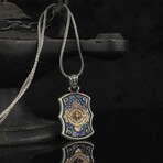 925 Sterling Silver Turquoise Stone Compass Necklace