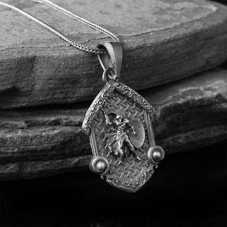 925 Sterling Silver Spartan Soldier Necklace V3