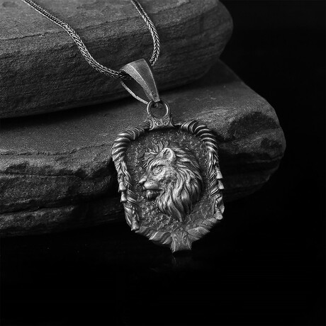 925 Sterling Silver Lion Head Necklace V3
