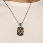 925 Sterling Silver Black Zircon Stone Compass Necklace