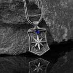 925 Sterling Silver Sapphire Stone Compass Necklace