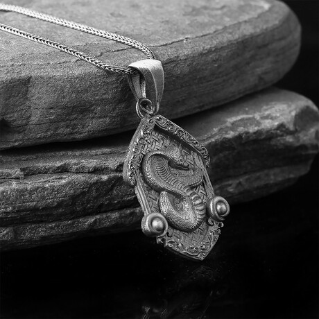 925 Sterling Silver Cobra Snake Necklace V1