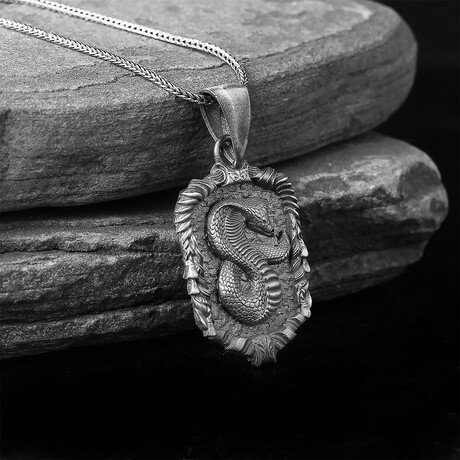 925 Sterling Silver Cobra Snake Necklace V2