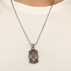 925 Sterling Silver Turquoise Stone Compass Necklace