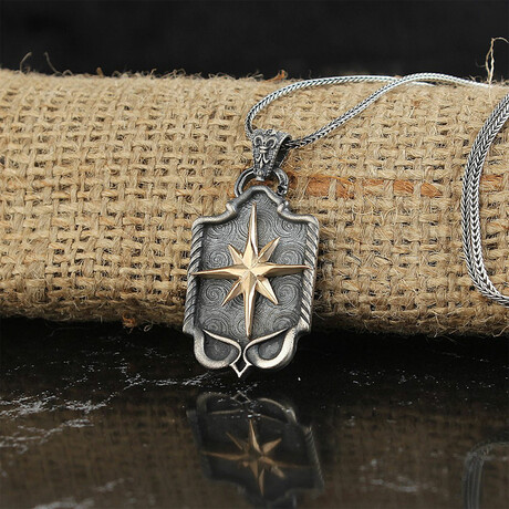 925 Sterling Silver Compass Necklace