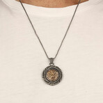 925 Sterling Silver Lion Head Necklace V1