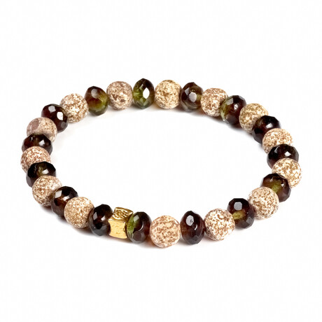 Dell Arte // African Agate Beads Bracelet + Bohemian Crystal Beads // Multicolor