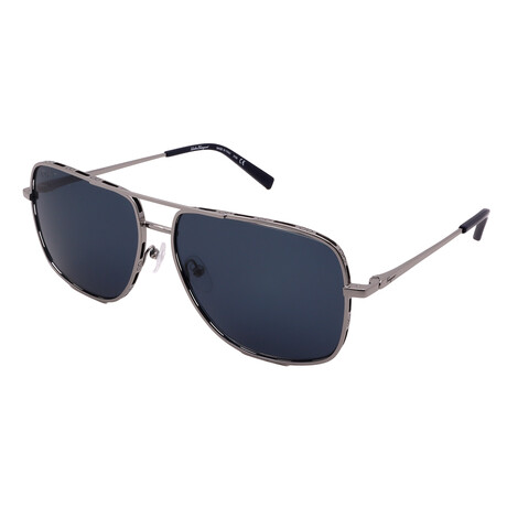 Ferragamo Mens SF278S 032 Aviator Sunglasses // Silver  + Blue