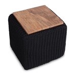 Amayah 3-in-1 Square Pouf + Ottoman + End Table (Black)