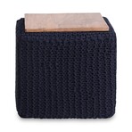 Amayah 3-in-1 Square Pouf + Ottoman + End Table (Black)
