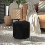 Urijah 3-in-1 Round Pouf + Ottoman + End Table (Black)