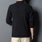 019 Button Up Neck Merino Wool Sweater // Dark Gray (2XL)