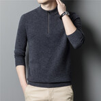 024 Zip Up Neck Merino Wool Sweater // Dark Gray (3XL)