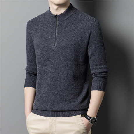 024 Zip Up Neck Merino Wool Sweater // Dark Gray (L) - Celino Merino Wool  Sweaters - Touch of Modern