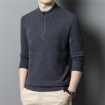 024 Zip Up Neck Merino Wool Sweater // Dark Gray (3XL)