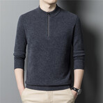 024 Zip Up Neck Merino Wool Sweater // Dark Gray (2XL)