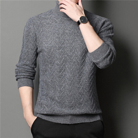 004 Turtleneck Merino Wool Sweater // Gray (S)