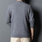 017 Button Up Neck Merino Wool Sweater // Gray (M)