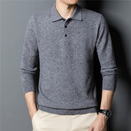 017 Button Up Neck Merino Wool Sweater // Gray (M)