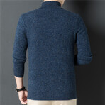 010 Turtleneck Merino Wool Knit Pattern Sweater // Blue (S)