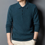 020 Button Up Neck Merino Wool Sweater // Aqua Blue (XL)