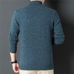 012 Turtleneck Merino Wool Knit Pattern Sweater // Medium Blue (L)