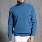 036 Turtleneck Merino Wool Sweater // Medium Blue (XL)