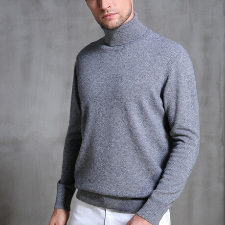 035 Turtleneck Merino Wool Sweater // Light Gray (S)