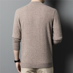 023 Zip Up Neck Merino Wool Sweater // Tan (S)