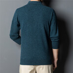 020 Button Up Neck Merino Wool Sweater // Aqua Blue (XL)