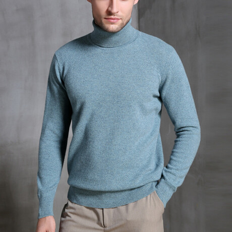 031 Turtleneck Merino Wool Sweater // Light Blue (S)