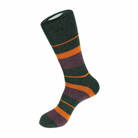 Stiped Boot Socks // Forest Green + Multicolor