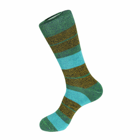 Stiped Boot Socks // Green + Multicolor