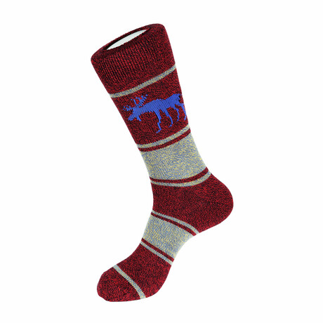 Moose Striped Boot Socks // Red + Multicolor