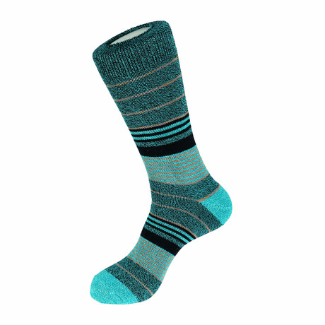 Striped Boot Socks // Teal + Multicolor
