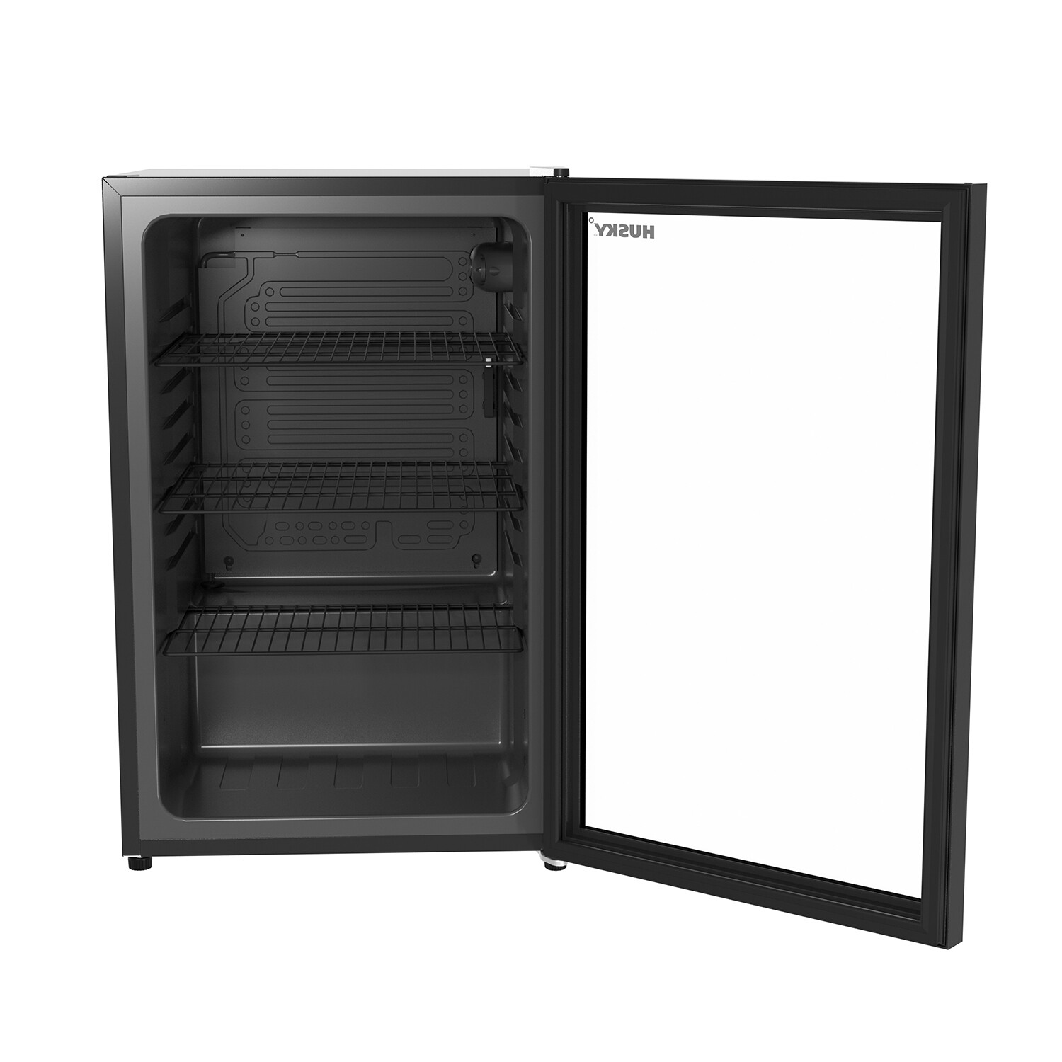 Freestanding Beverage Refrigerator + LED Lights // Glass Door // Black