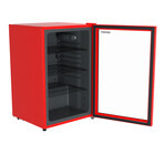 Freestanding Beverage Refrigerator + LED Lights // Glass Door // Red