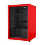 Freestanding Beverage Refrigerator + LED Lights // Glass Door // Red