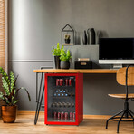 Freestanding Beverage Refrigerator + LED Lights // Glass Door // Red