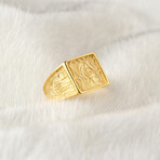 925 Sterling Silver Minimalist Men's Ring with Gold Plated // Yellow (7.5)
