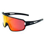 SUNWAVE Sport Sunglasses (Glass Color: Red - Frame Color: Black)