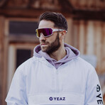 SUNWAVE Sport Sunglasses (Glass Color: Red - Frame Color: Black)