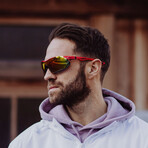 SUNRAY Sport Sunglasses (Glass Color: Red - Frame Color: Black)