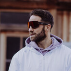 SUNWAVE Sport Sunglasses (Glass Color: Red - Frame Color: Black)