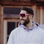 SUNWAVE Sport Sunglasses (Glass Color: Red - Frame Color: Black)