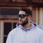 SUNWAVE Sport Sunglasses (Glass Color: Red - Frame Color: Black)