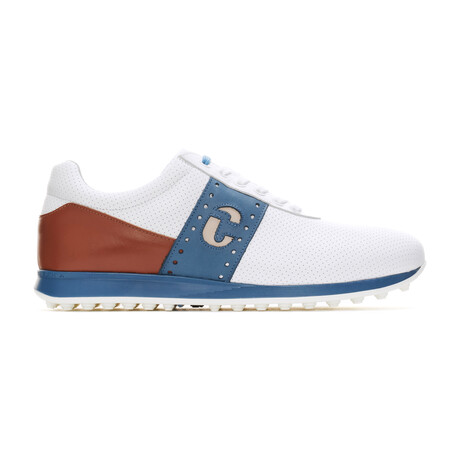 Men's Belair Golf Shoe // White + Cognac + Blue (US Men's Size 7)